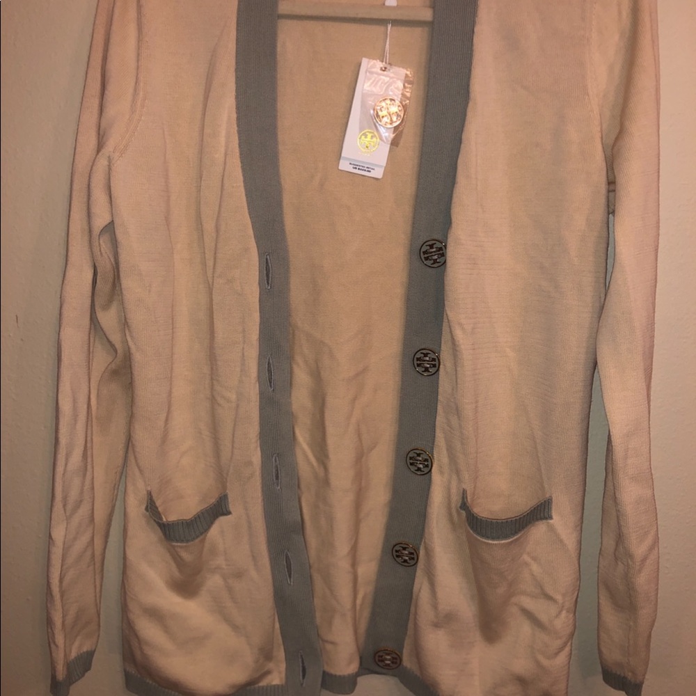 NWT Tory Burch olive and oak cardigan!